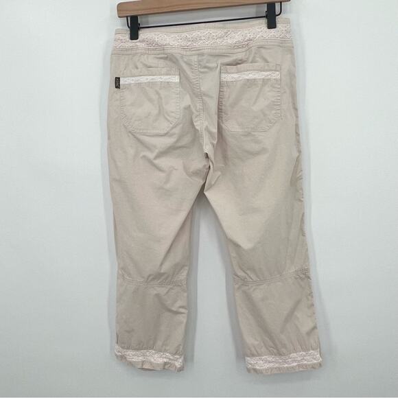 Kuhl pants women's 6 tan organic cotton blend crochet lace trim cropped Y2K - Picture 4 of 9